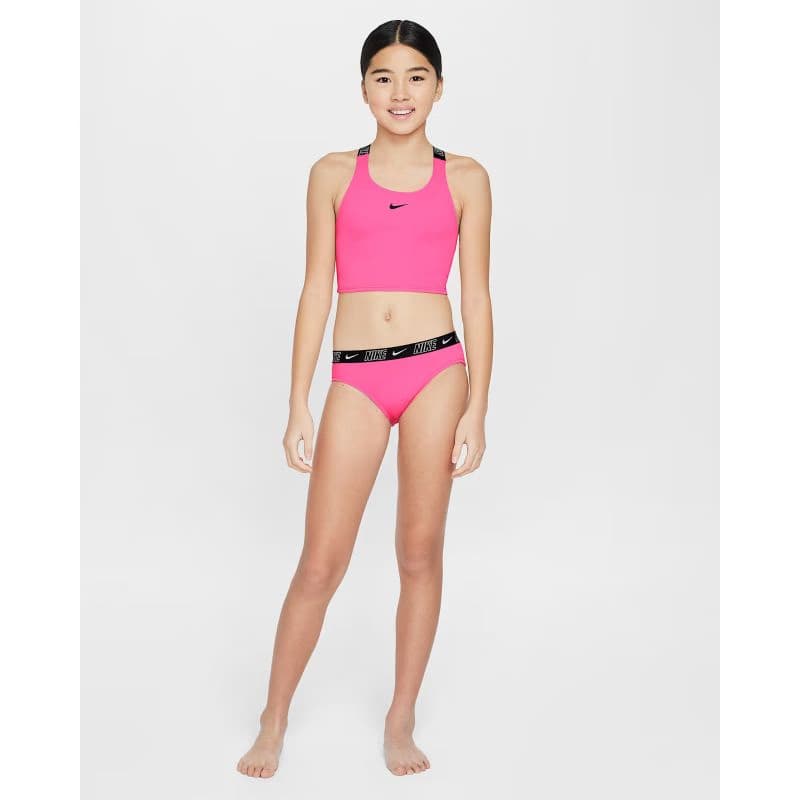 Dievčenské dvojdielne plavecké plavky NIKE SWIM LOGO TAPE HYPER PINK-HYPER PINK 4