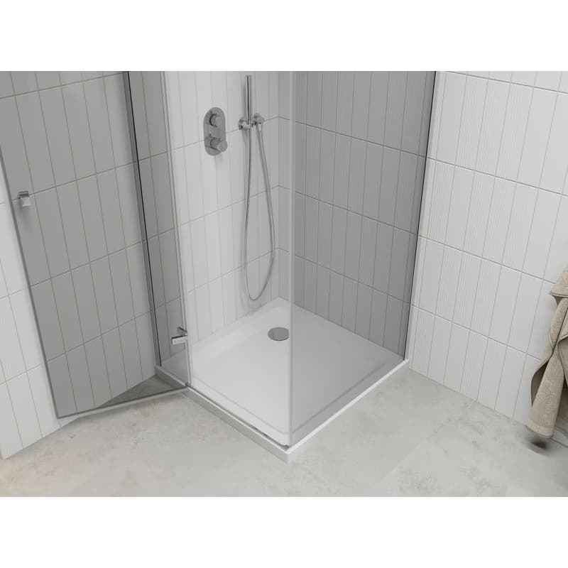 MEXEN/S - Roma sprchový kút 90x90, kyvný, číre sklo, chróm + vanička 854-090-090-01-00-4010 5
