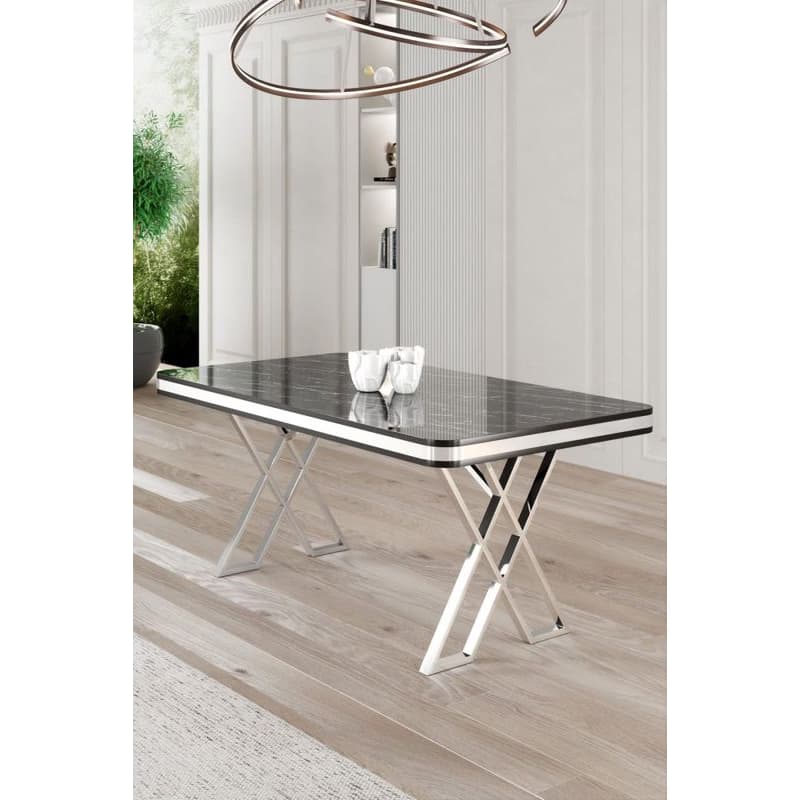 Jedálenský stôl Vals - Black Marble, Chrome 1