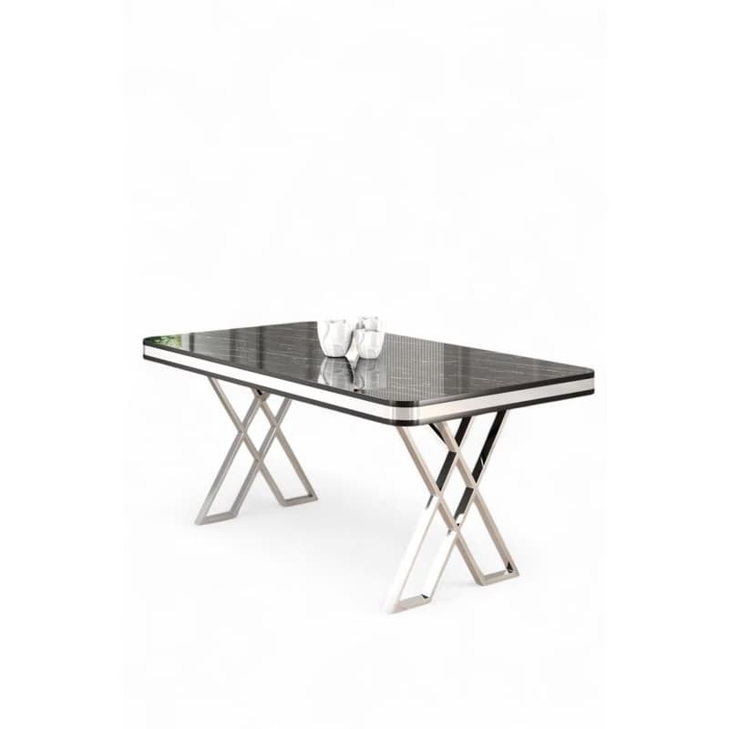 Jedálenský stôl Vals - Black Marble, Chrome 2