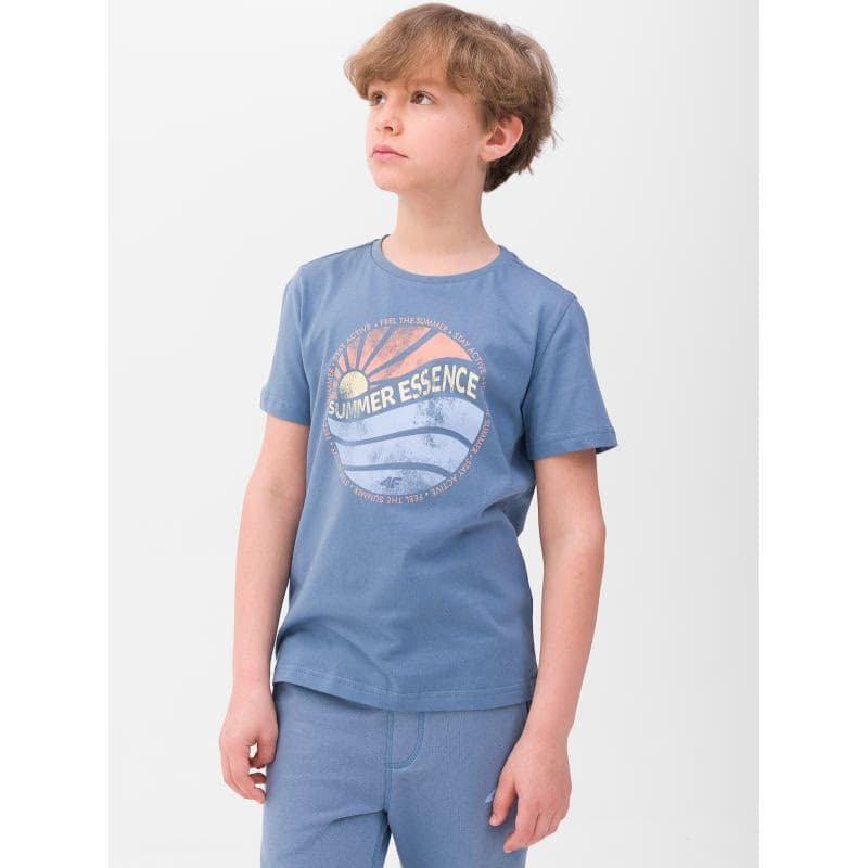 Chlapčenské tričko s krátkym rukávom 4F JUNIOR TSHIRT-4FJWSS24TTSHM1135-32S-DENIM 2