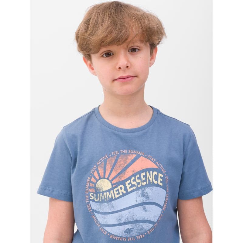 Chlapčenské tričko s krátkym rukávom 4F JUNIOR TSHIRT-4FJWSS24TTSHM1135-32S-DENIM 4