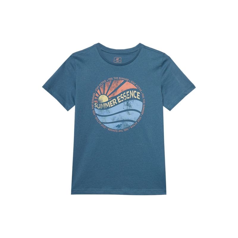Chlapčenské tričko s krátkym rukávom 4F JUNIOR TSHIRT-4FJWSS24TTSHM1135-32S-DENIM 5
