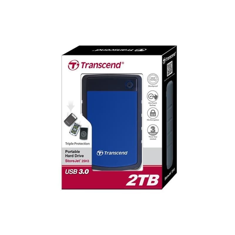 TRANSCEND externý HDD 2, 5" USB 3.0 StoreJet 25H3B, 4TB, Blue (nárazuvzdorný) 5