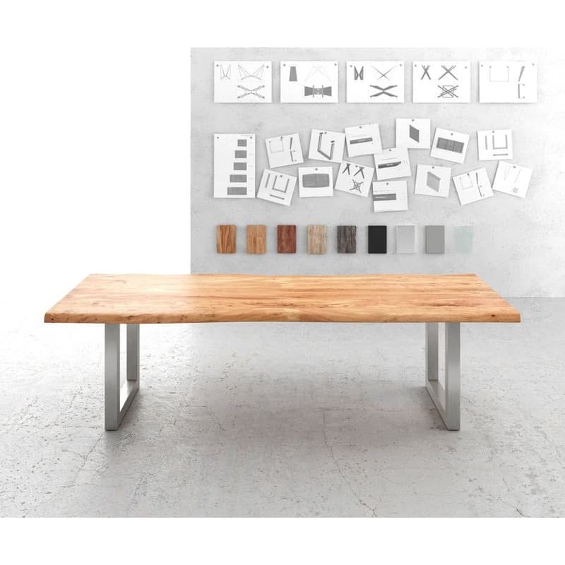 Jedálenský stôl Edge 280x100 cm XL akácia prírodná nerezová oceľ 2