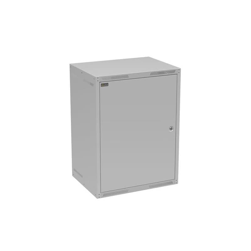 Nástenná rozvodná skriňa GrandN 16U 450 mm, plechové dvierka, RAL 7035, GrandN-16U-645-21-
