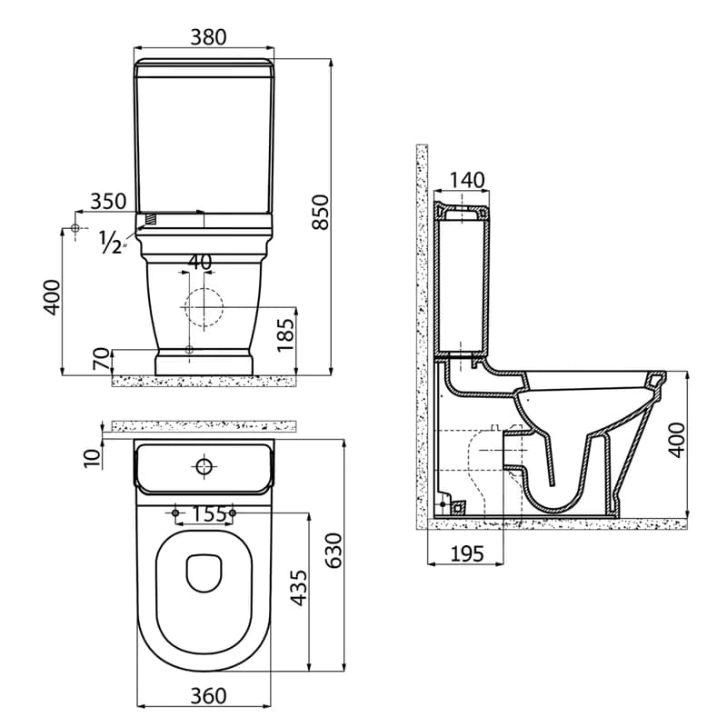 SAPHO - ANTIK WC kombi, spodný/zadný odpad, biela WCSET08-ANTIK 5
