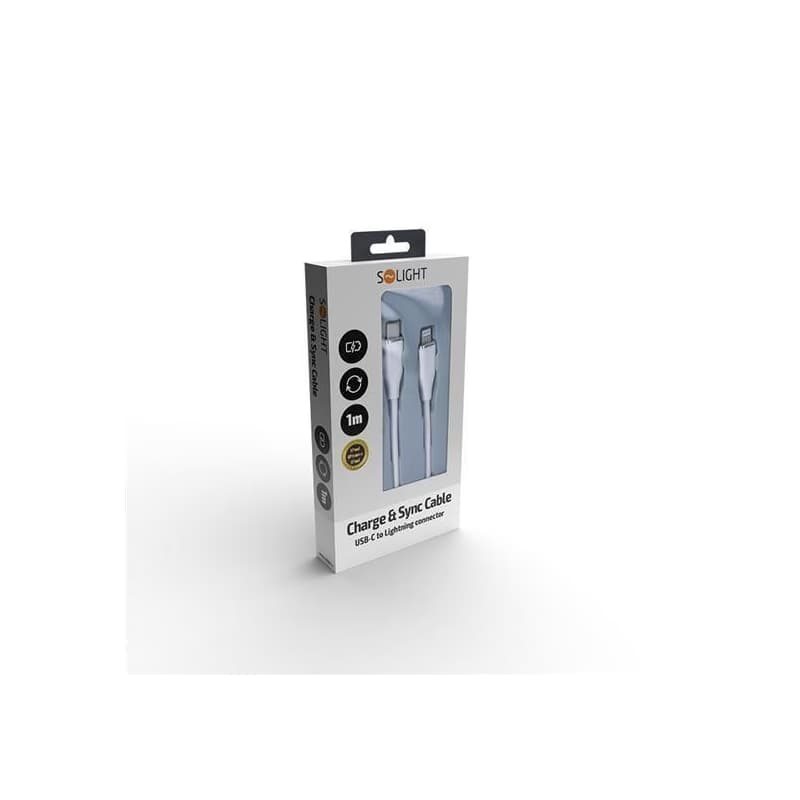 Solight USB-C/Lightning kábel, USB-C konektor - Lightning konektor, silikón, 1m 3