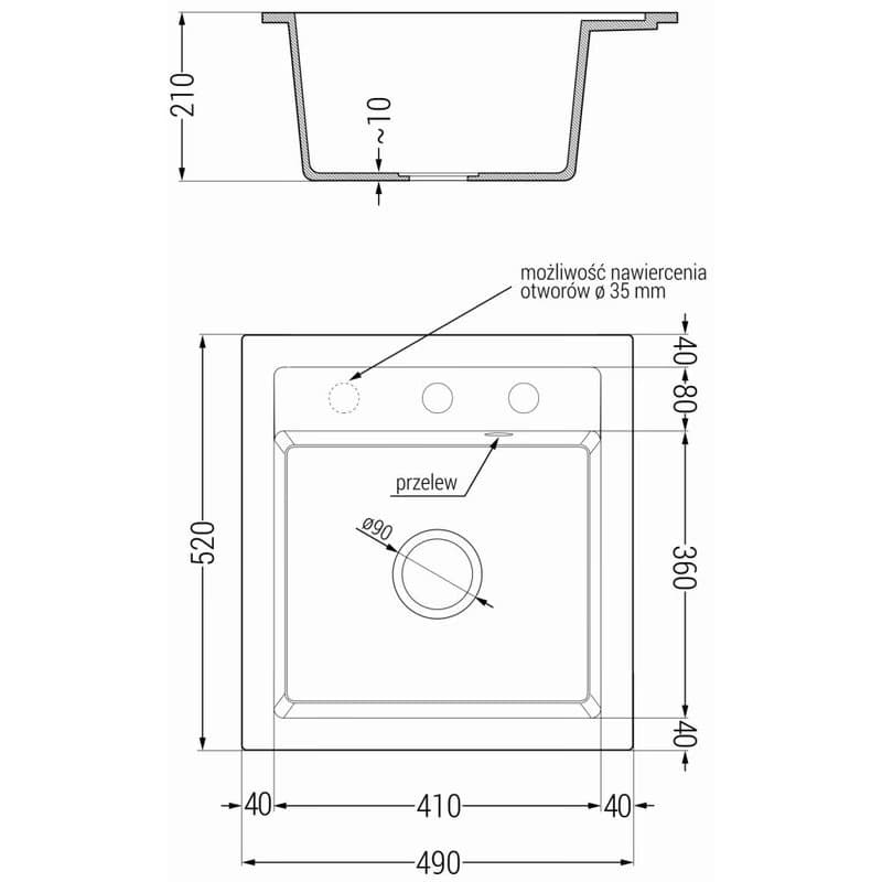 MEXEN/S MEXEN/S - Vito granitový drez 1-miska vrátane batérie Rita, biela 6503-20-670300-50 5