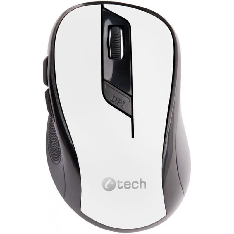 C-TECH myš WLM-02, čierno-biela, bezdrôtová, 1600DPI, 6 tlačidiel, USB nano receiver 3