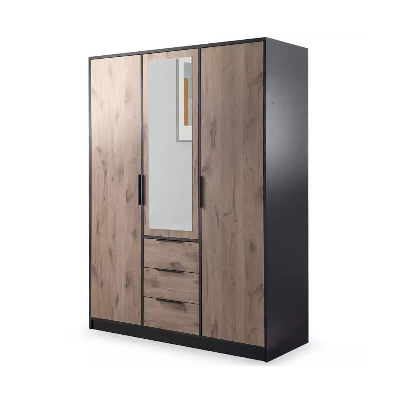 ArtStol Šatníková skriňa LATI D3 | čierna/dub viking 1