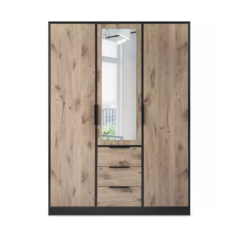 ArtStol Šatníková skriňa LATI D3 | čierna/dub viking 3