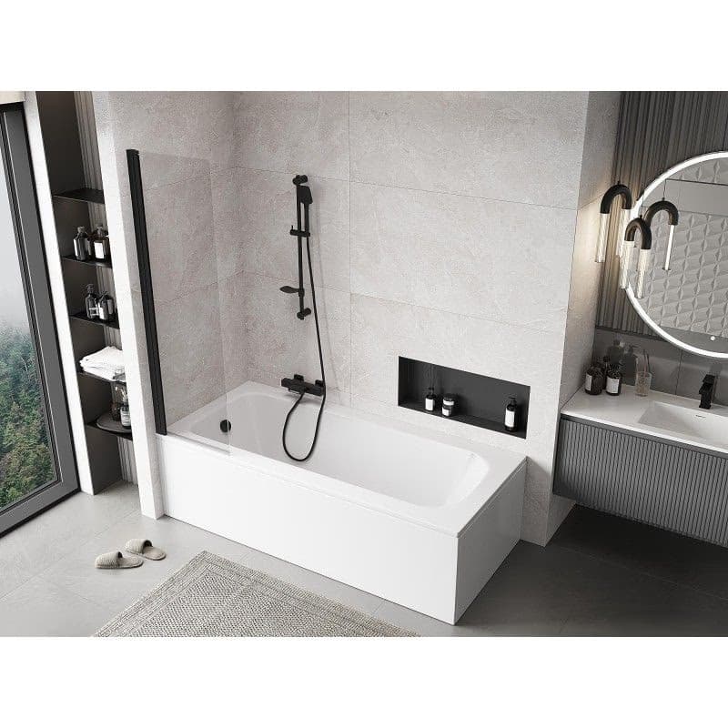 MEXEN - MIST vaňová zástena 50x150 cm 6mm 1-s, čierna, číra 8A9-050-001-70-00 5