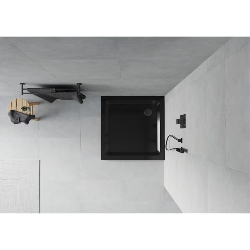 MEXEN/S - Flat Sprchová vanička štvorcová slim 100 x 100, čierna + čierny sifón 40701010B 3