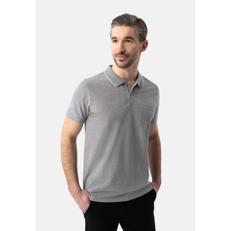 Pánske polo tričko s krátkym rukávom VOLCANO O-TAFFY-GREY MELANGE 2