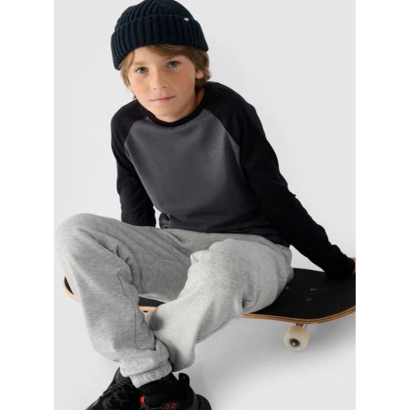 Chlapčenské tričko s dlhým rukávom 4F JUNIOR LONGSLEEVE-JWAW24TLONM293-22S-ANTHRACITE 4