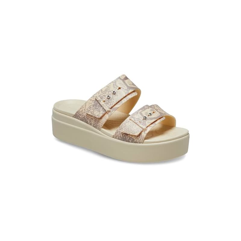 Dámske sandále na platforme (módna obuv) CROCS Brooklyn Snake Buckle Low Wedge vanilla multi 1