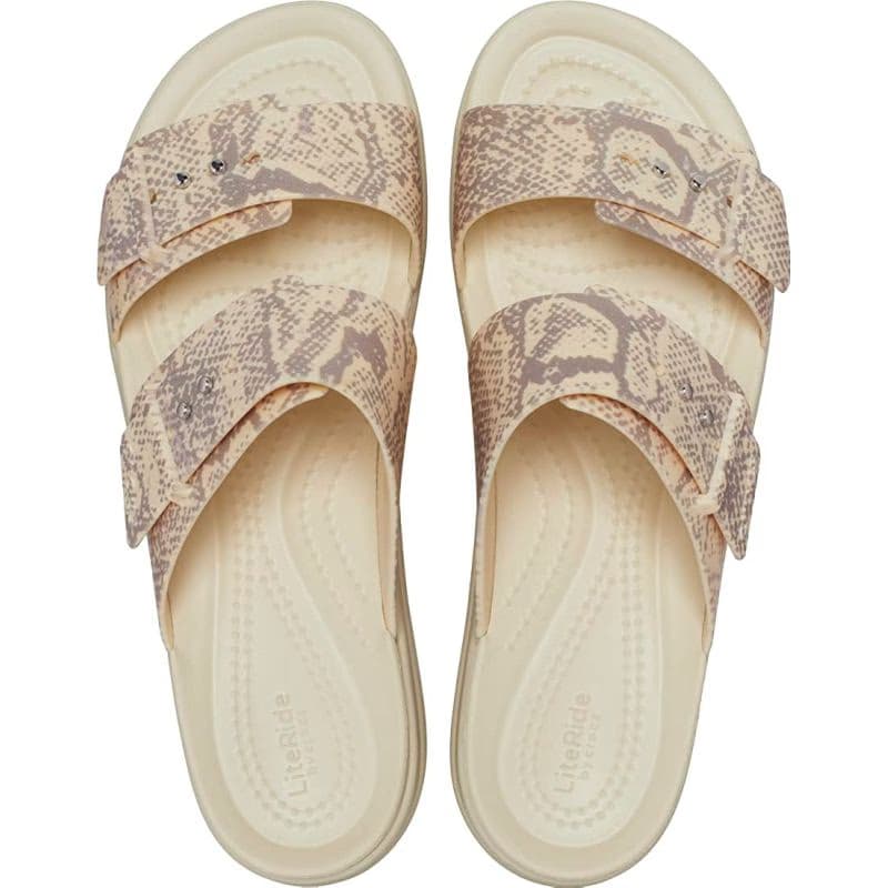 Dámske sandále na platforme (módna obuv) CROCS Brooklyn Snake Buckle Low Wedge vanilla multi 2