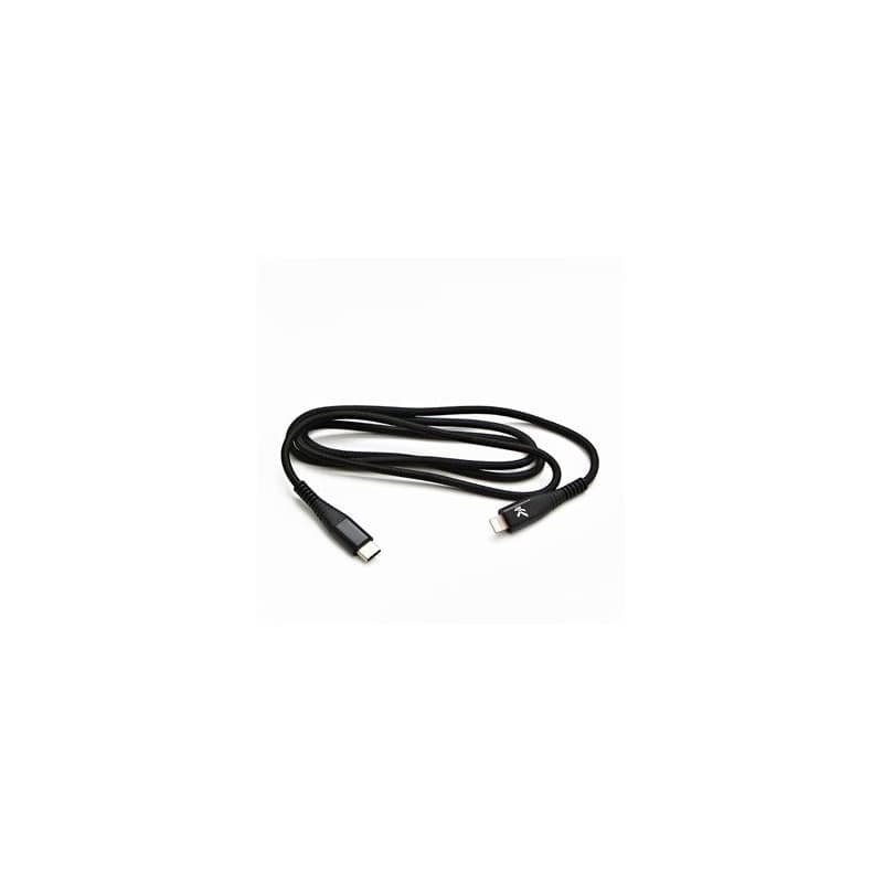 Logo USB kábel (2.0), USB C samec - Apple Lightning samec, 2m, MFi certifikácia, 5V/3A, černý, box, nylonové opletenie, hliníkový 2