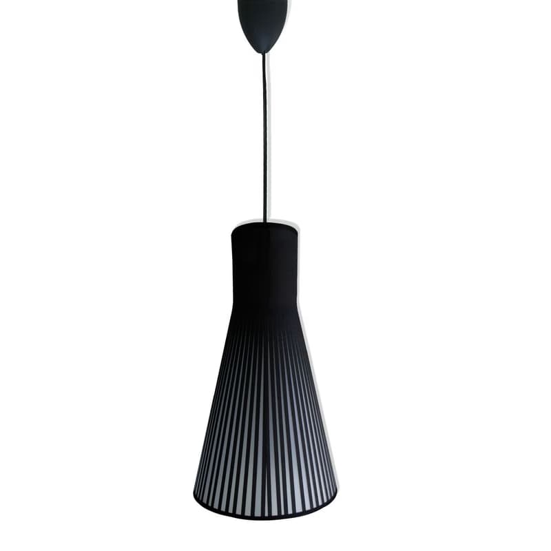 Estila Moderná dizajnová závesná lampa Negro s textilným čiernym tienidlom s lineárnym vzorom 20 cm