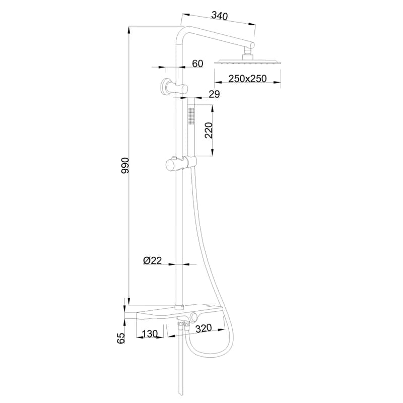 INVENA - Sprchový stĺp SVART BASIC, čierna AU-85-D04-X 2