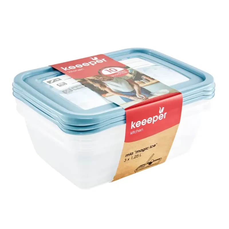 Súprava 3 nádob s etiketou modrá 20,5x15,5x6,5 1,25l