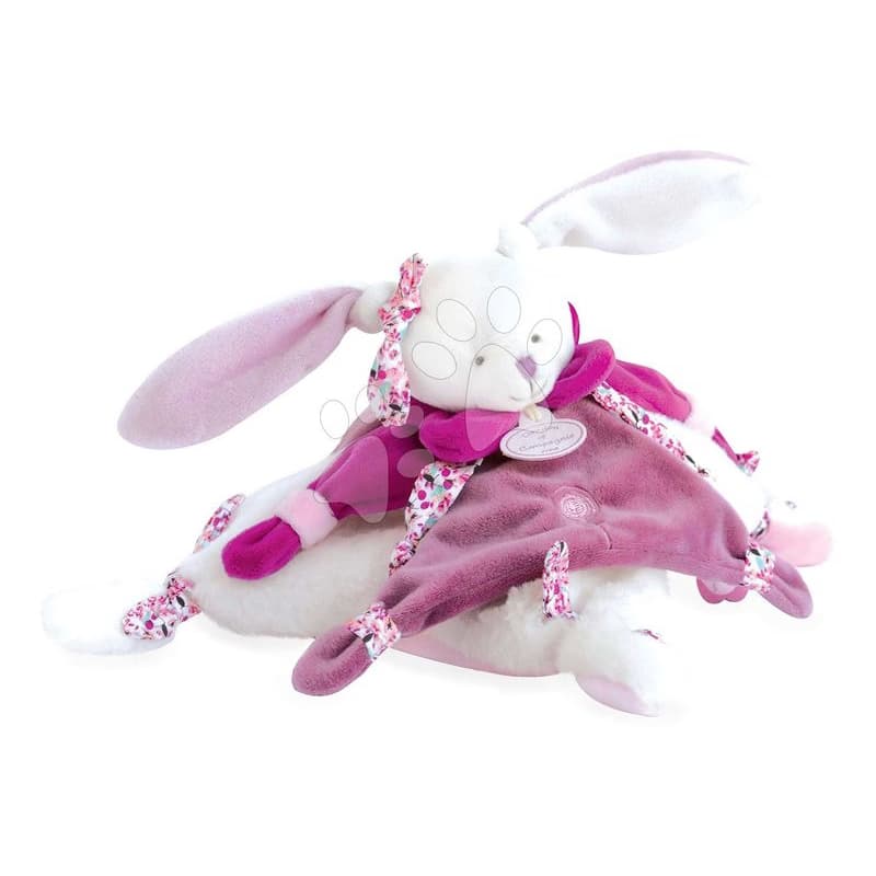 Plyšový zajačik na maznanie Lapin Cerise Doudou et Compagnie v darčekovom balení ružový 27 cm od 0 mes