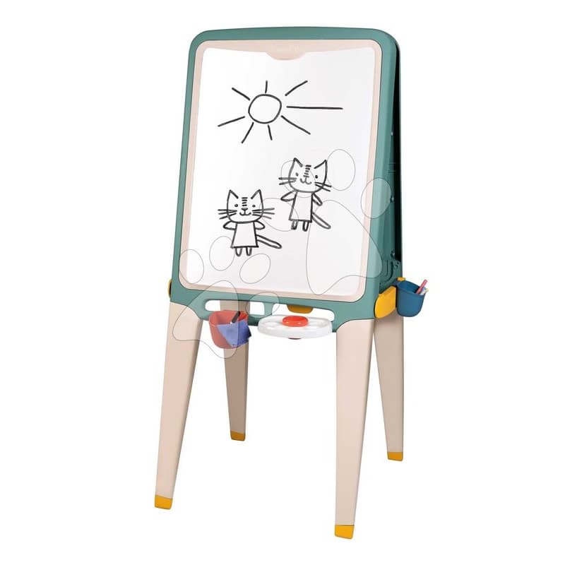 Tabuľa na kriedu a magnetky obojstranná Ultimate Easel Smoby s paletou na farby a úložným priestorom 13 doplnkov 125 cm výška