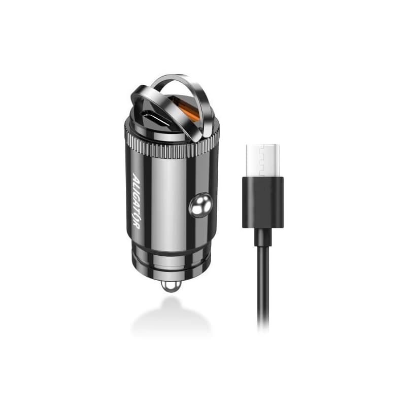 Aligator mini nabíjačka do auta Power Delivery 30W, USB-C + USB-A, USB-C/USB-C kábel 3