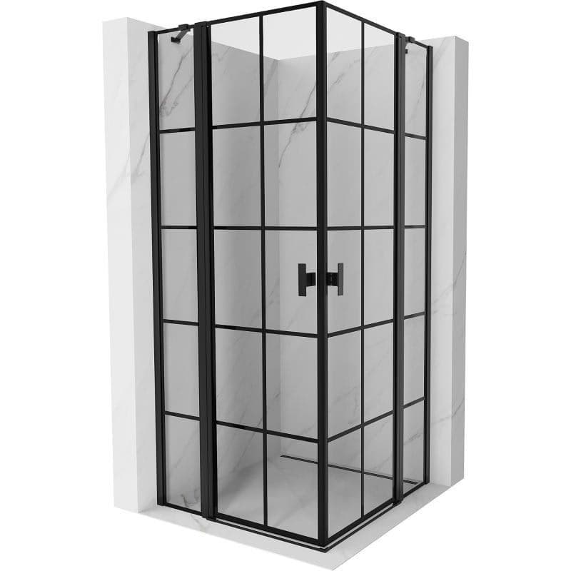 MEXEN/S - Mist Duo sprchovací kút dvere krídlové 100 x 100, čierna dekor, čierna 8A4-100L-100P-70-77