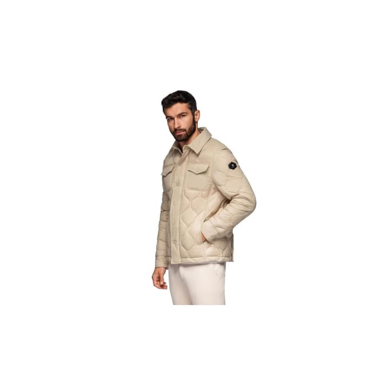 Pánska bunda s kapucňou OMBRE Jacket OM-JALP-0215 V-1 beige
