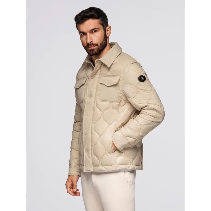 Pánska bunda s kapucňou OMBRE Jacket OM-JALP-0215 V-1 beige 2