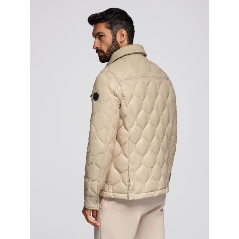 Pánska bunda s kapucňou OMBRE Jacket OM-JALP-0215 V-1 beige 4