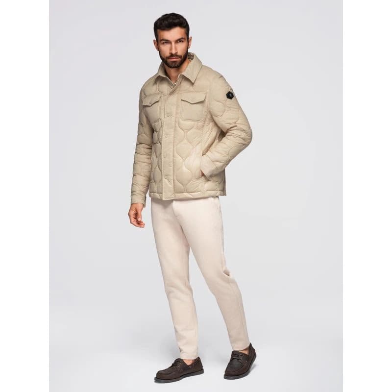 Pánska bunda s kapucňou OMBRE Jacket OM-JALP-0215 V-1 beige 5