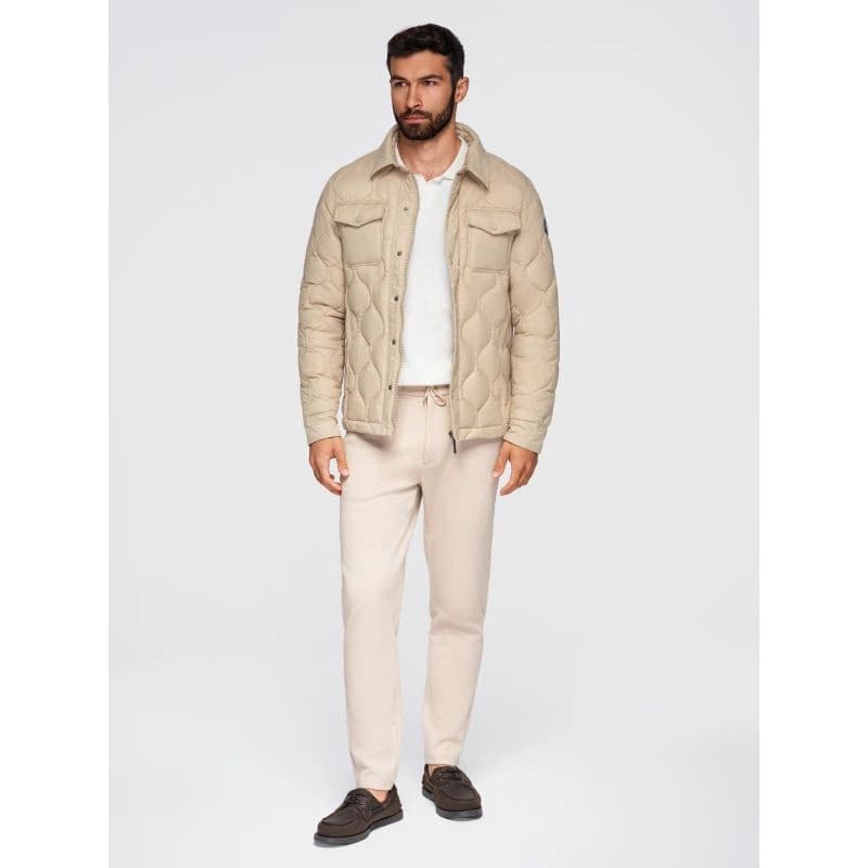 Pánska bunda s kapucňou OMBRE Jacket OM-JALP-0215 V-1 beige 6