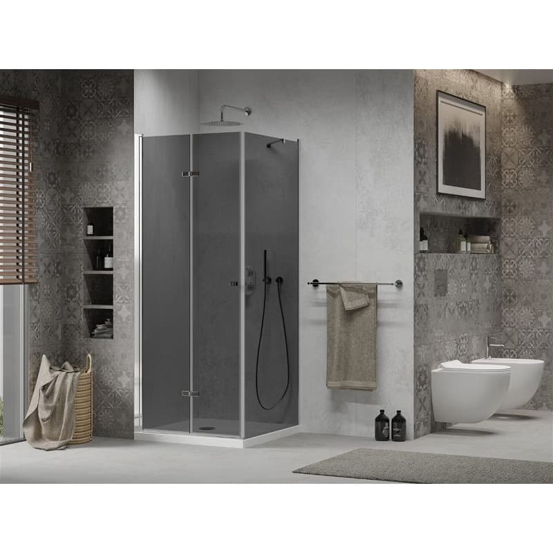 MEXEN/S - Lima sprchovací kút 70x70, grafit, chróm + biela vanička so sifónom 856-070-070-01-40-4010 2