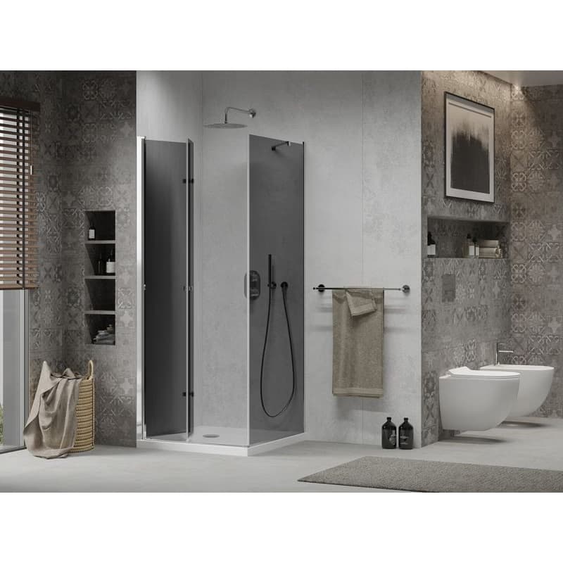 MEXEN/S - Lima sprchovací kút 70x70, grafit, chróm + biela vanička so sifónom 856-070-070-01-40-4010 3