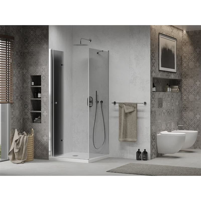 MEXEN/S - Lima sprchovací kút 70x70, grafit, chróm + biela vanička so sifónom 856-070-070-01-40-4010 4