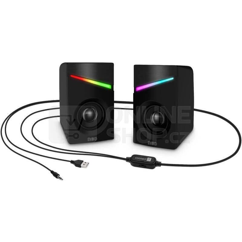 CONNECT IT Reproduktory NEO PC, RGB, USB, 3, 5mm, čierne 2