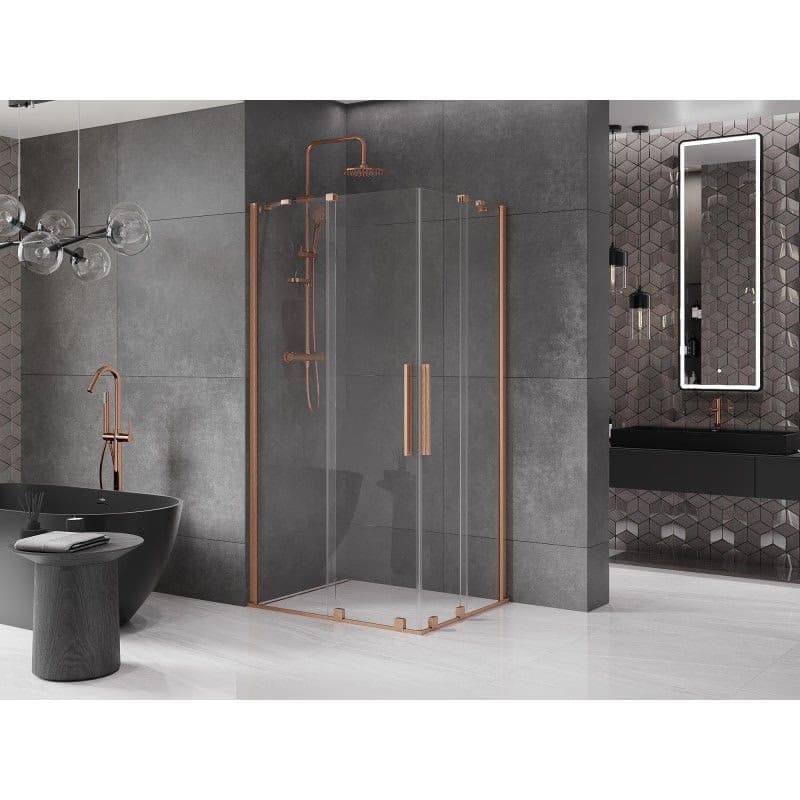 MEXEN/S - Velar Duo štvorcový sprchovací kút 100 x 90, transparent, meď kartáčovaná 871-100-090-02-65 3
