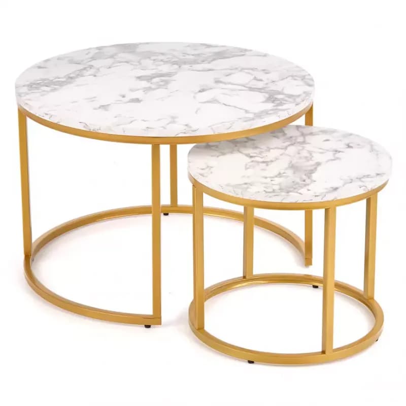 Konferenčný stolík Paola White Marble-Gold 1