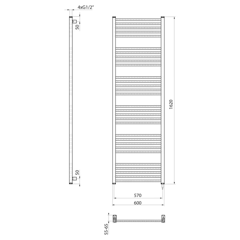 SAPHO - METRO-E elektrické vykurovacie teleso, rovné, 600x1620, 800 W, biela ME616 2