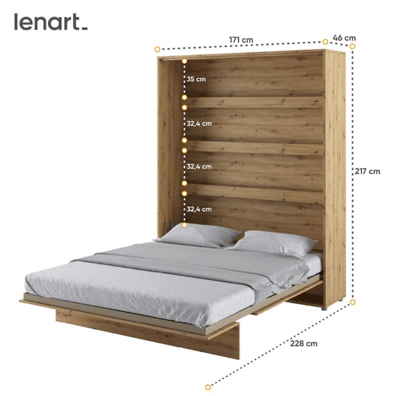 Dig-net nábytok Sklápacia posteľ Lenart BED CONCEPT BC-12 dub artisan | 160 x 200 cm 5