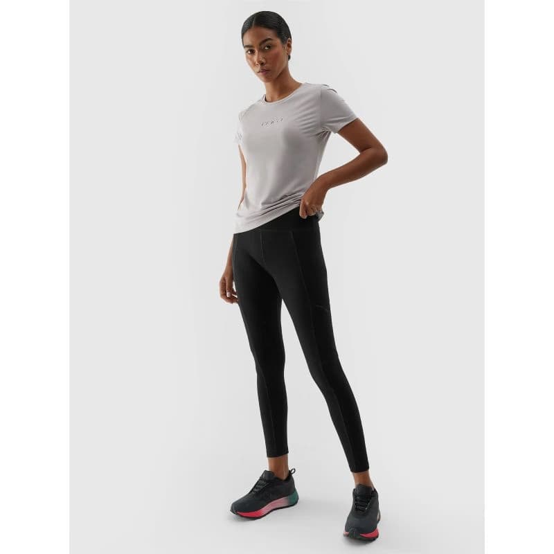 Dámske turistické zateplené legíny 4F TROUSERS FNK-AW23TFTRF404-20S-DEEP BLACK 4