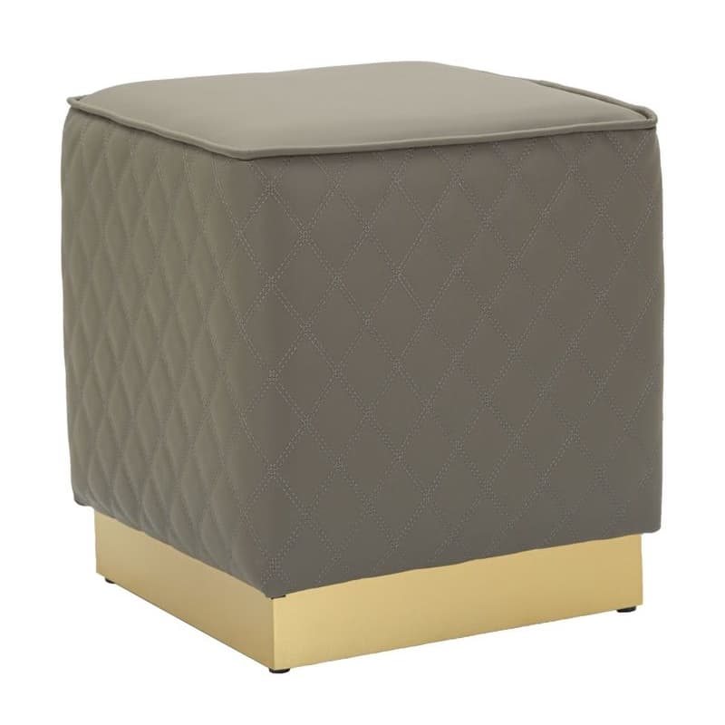 Estila Art deco štvorcová čalúnená prešívaná hnedá kožená taburetka Glamia Tapisé v hnedej farbe s diamantovým vzorom 38 cm