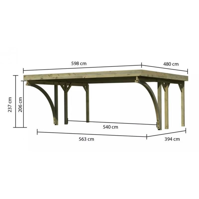 Drevený prístrešok / carport CLASSIC 1C s plechmi Lanitplast 5