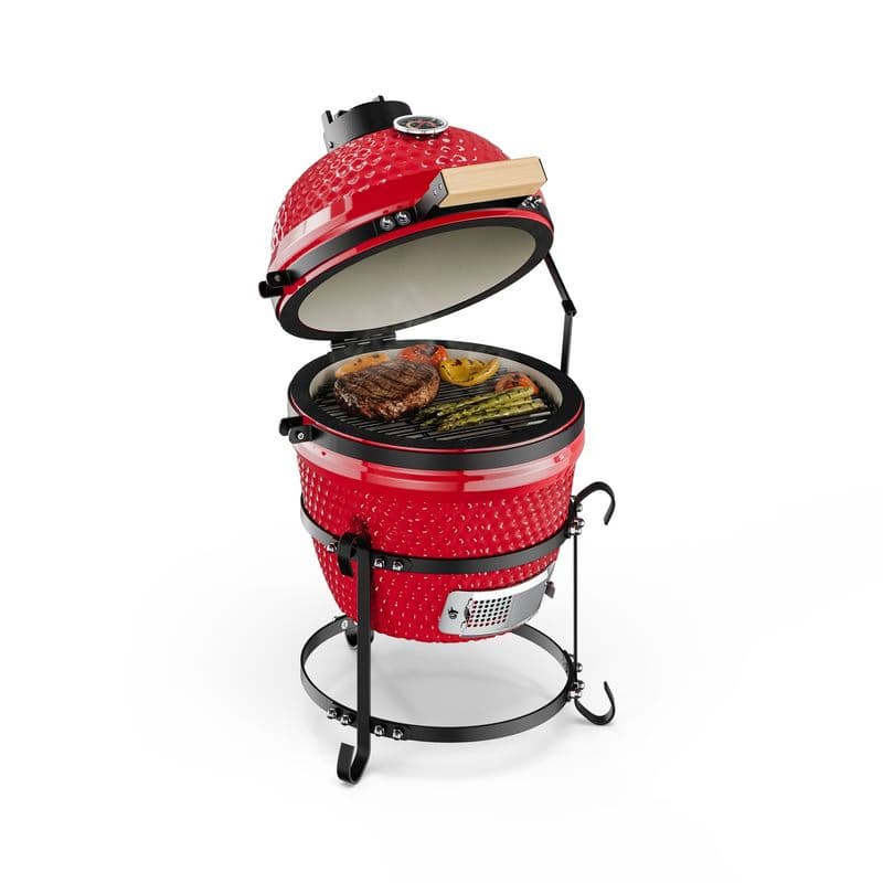 Klarstein Princesize, kamado gril, keramický, 11", údenie, BBQ, pomalé varenie, červený
