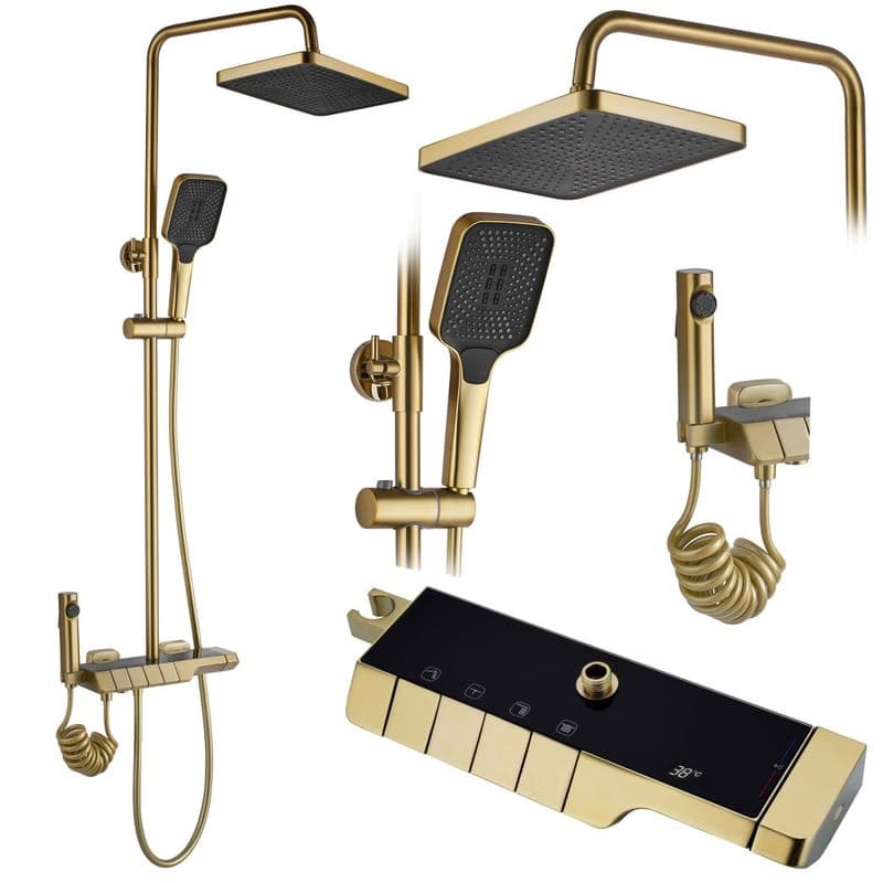 REA REA - Sprchový set s batériou 150mm Lungo termostat ROB kartáčovaná zlatá REA-P6623 1