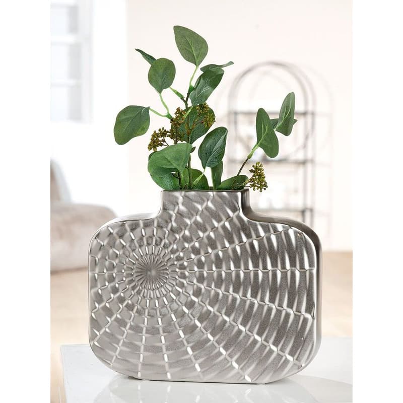 Keramická strieborná široká váza Sunny, 21 cm 1