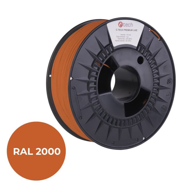 C-TECH tlačová struna PREMIUM LINE ( filament ) , ABS, žltooranžová, RAL2000, 1,75mm, 1kg